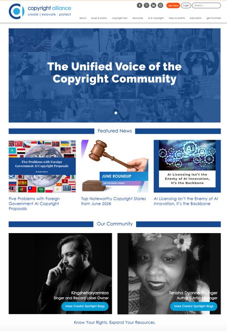 Copyright Alliance website homepage